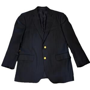 Brooks Brothers Saxxon Makers Merchants Gold Button Blazer Jacket 40S Blue Wool*